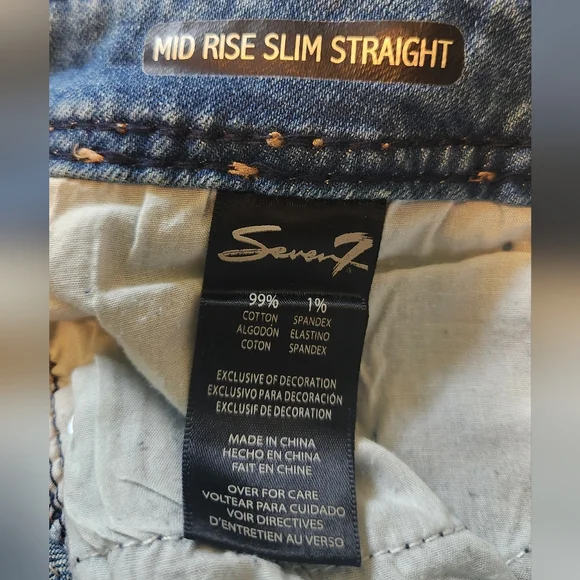 NWT Seven7 Mid Rise Slim Straight Limited Edition Jeans Size 12 - Picture 7 of 8